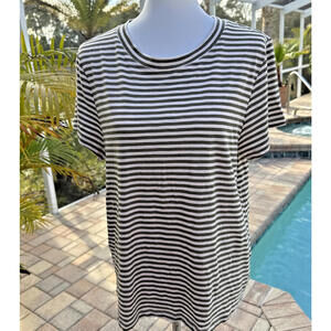 NWT Women's Short Sleeve Top T Shirt Sanctuary Olive Green Stripe XL